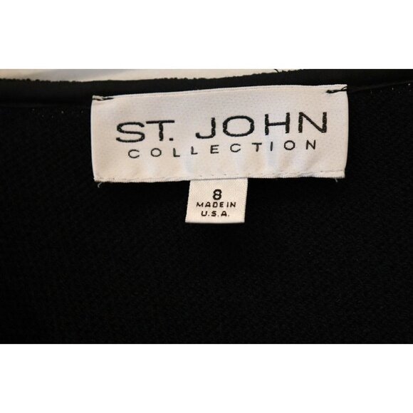 St. John Collection Women's Size US8 Medium Black Pencil Skirt Front Slit Mini - Picture 4 of 7